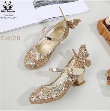 Glitter Butterfly Princess Heel Shoes